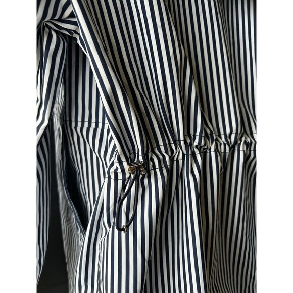 'S MaxMara Trench Rain Coat Reversible Women's Size 6 Nautical Navy Chic Striped - Picture 13 of 16